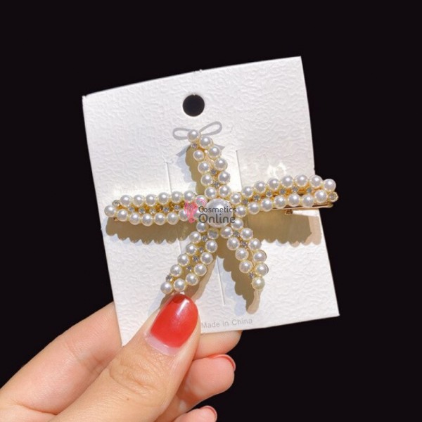 Clema pentru par metalica cu strasuri AGF020EE - Aurie